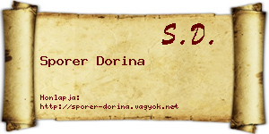 Sporer Dorina névjegykártya
